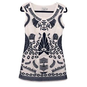 Jodi Arnold for The Limited Ivory / Black Lined Mini Dress Size 2 Textured